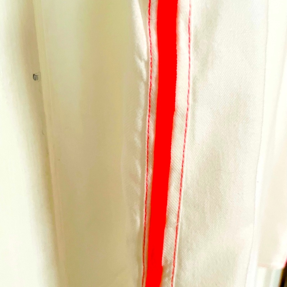 SALE! Zara shirt. Ivory, loose fit, pink piping and stitching. Size Small.